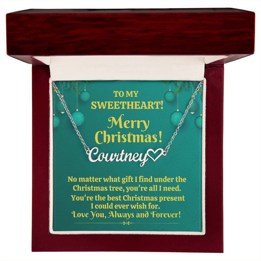 Gift For Sweetheart - The Best Christmas Present - Merry Christmas - Personalized Heart Name Necklaces - The Shoppers Outlet