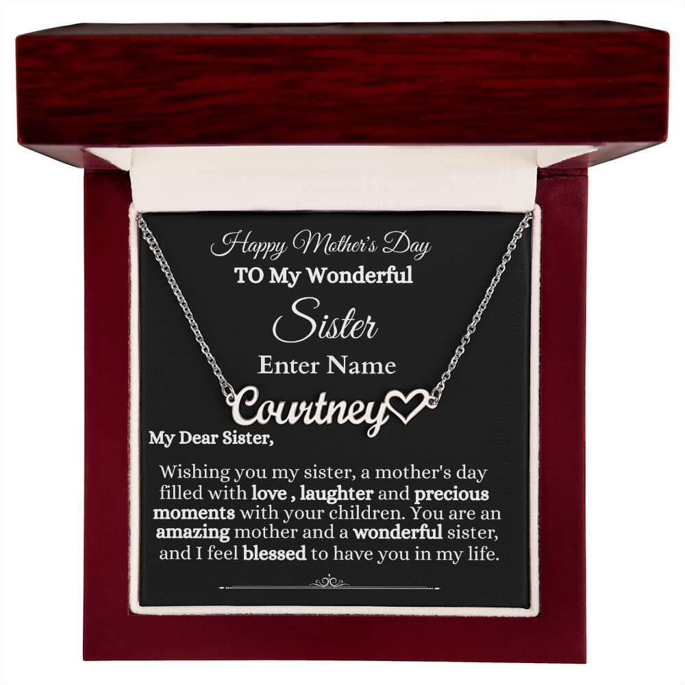 Gift For Sister - To My Wonderful Sister - PERSONALIZED GIFT- Heart Name Necklaces - The Shoppers Outlet