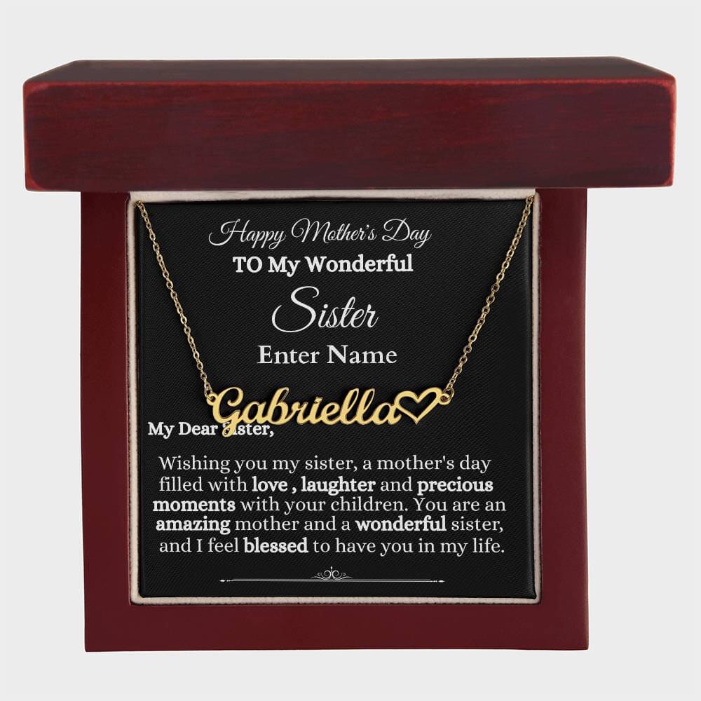 Gift For Sister - To My Wonderful Sister - PERSONALIZED GIFT- Heart Name Necklaces - The Shoppers Outlet