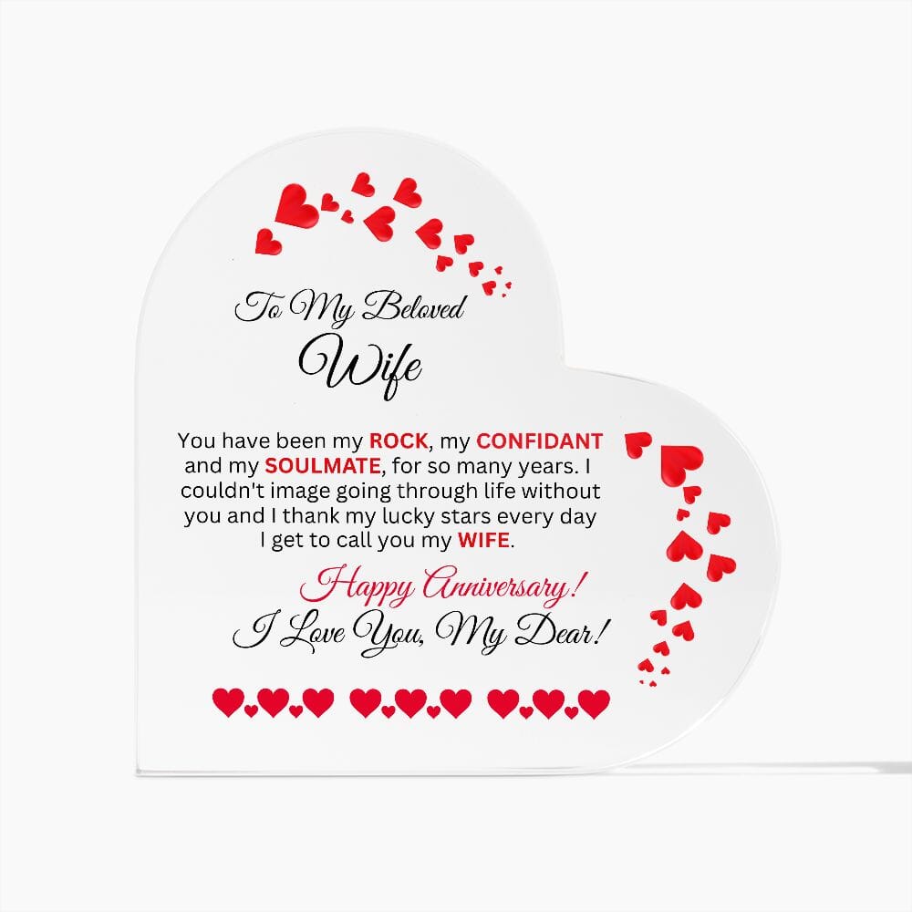 Gift For Wife - Happy Anniversary - Heart Acrylic Plaque - The Shoppers Outlet