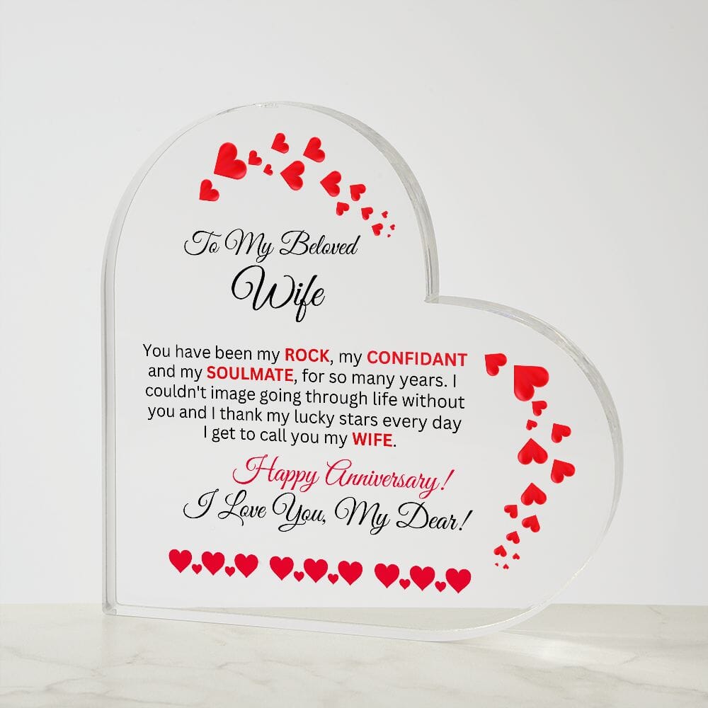 Gift For Wife - Happy Anniversary - Heart Acrylic Plaque - The Shoppers Outlet