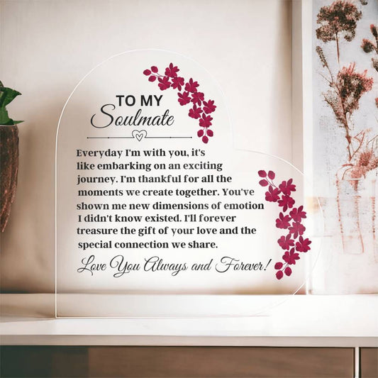 Gift For Soulmate - Everyday I'm With You - Heart Acrylic Plaque - The Shoppers Outlet