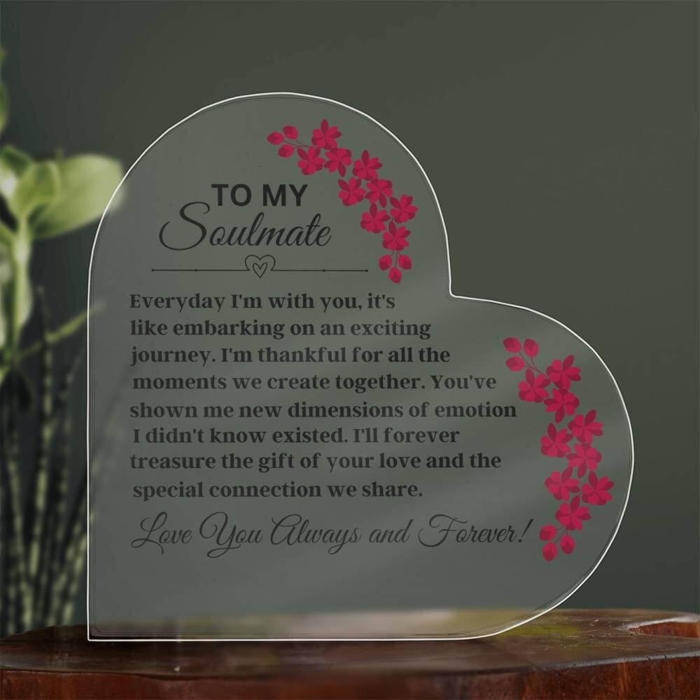 Gift For Soulmate - Everyday I'm With You - Heart Acrylic Plaque - The Shoppers Outlet