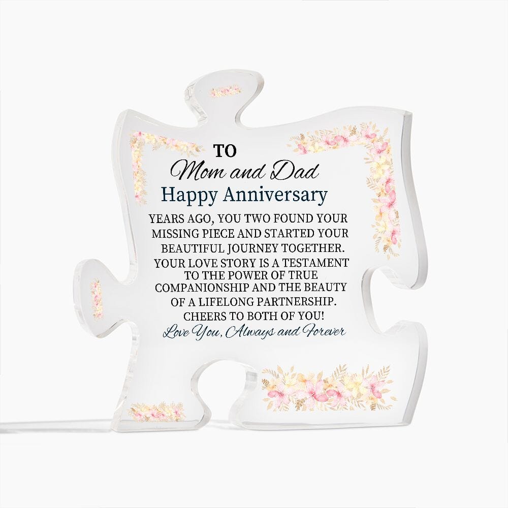Gift For Mom and Dad - Happy Anniversary - Found Your Missing Piece - Puzzle Acrylic Plaque - The Shoppers Outlet