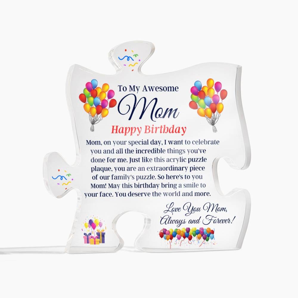 Gift For Mom - My Awesome Mom - Happy Birthday - Gift For Mom - Birthday Present - Puzzle Acrylic Plaque - The Shoppers Outlet
