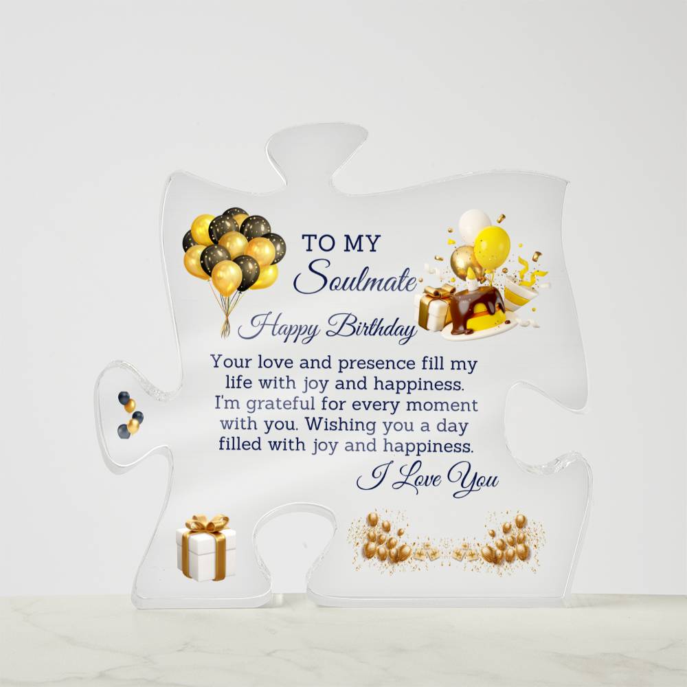 Soulmate - Happy Birthday - I Love You - Printed Acrylic Puzzle Plaque - The Shoppers Outlet