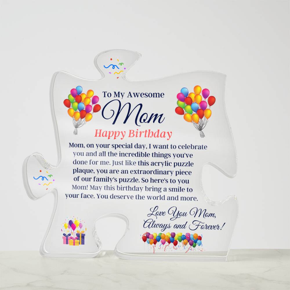 Mom - My Awesome Mom - Happy Birthday - Gift For Mom - Birthday Present - Printed Acrylic Plaque - The Shoppers Outlet