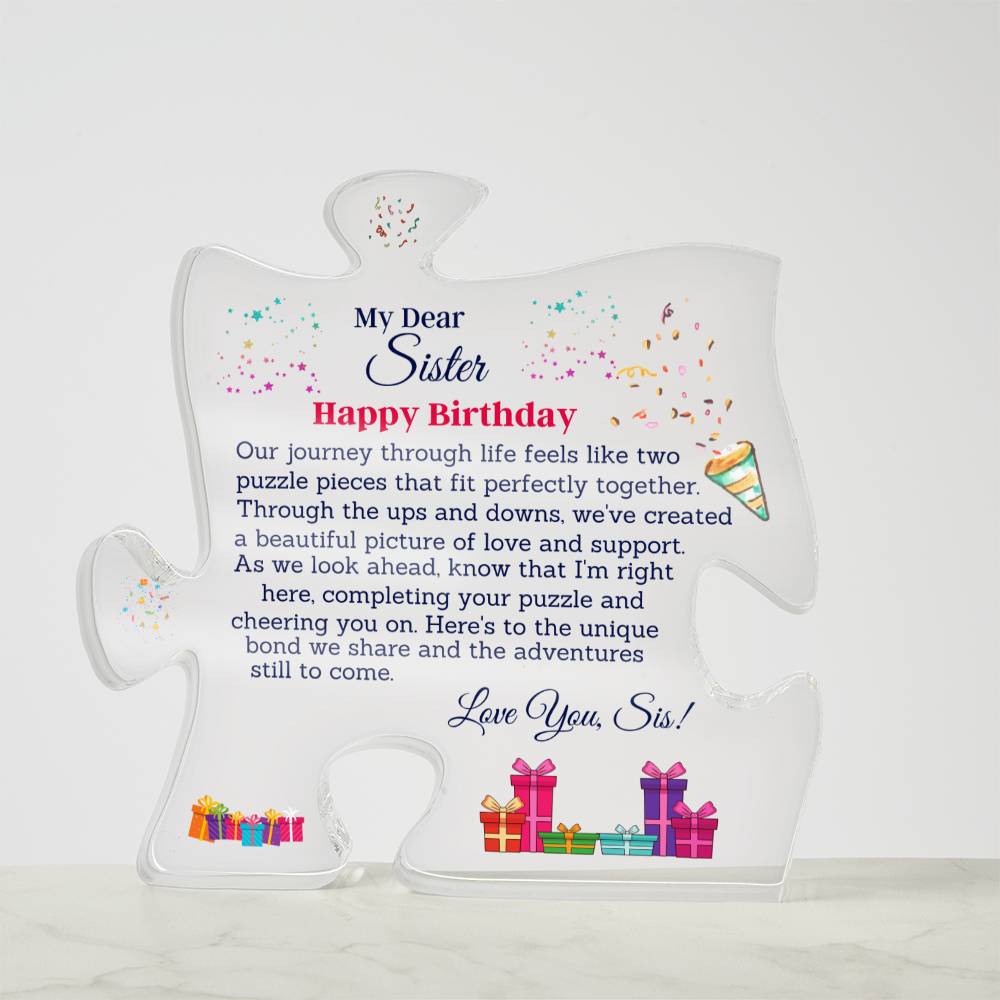 Sister - Our Journey Through Life - Happy Birthday - Printed Acrylic Puzzle Plaque - The Shoppers Outlet