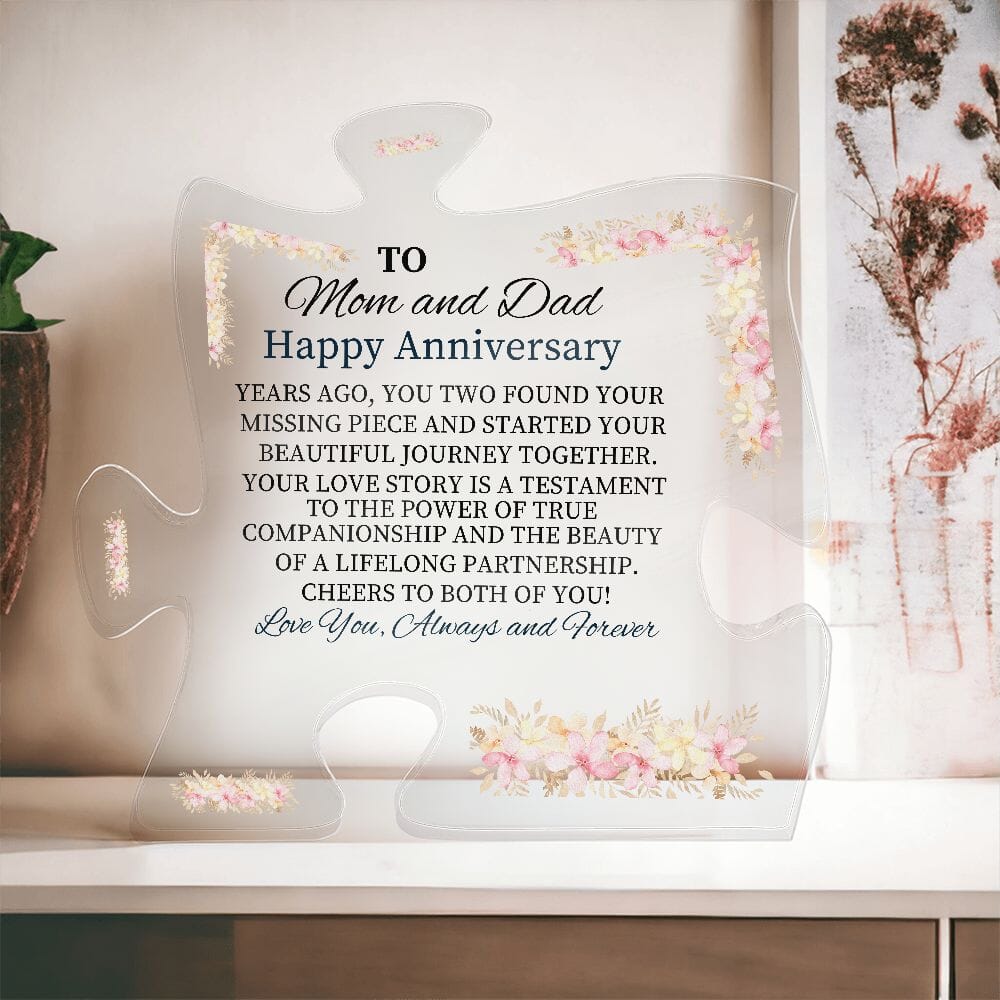 Gift For Mom and Dad - Happy Anniversary - Found Your Missing Piece - Puzzle Acrylic Plaque - The Shoppers Outlet