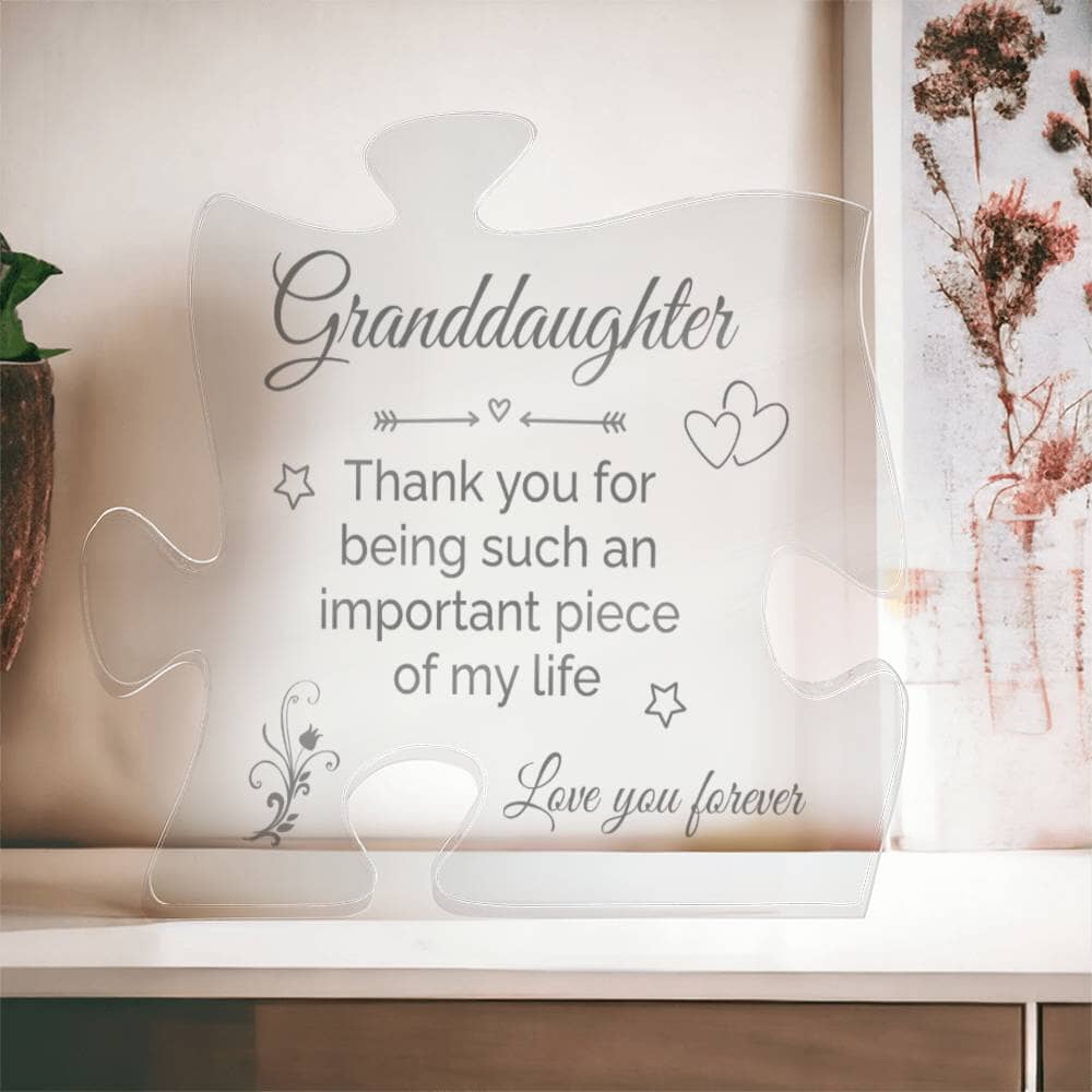 Gift For Granddaughter - Thank You For Being - Puzzle Acrylic Plaque - The Shoppers Outlet