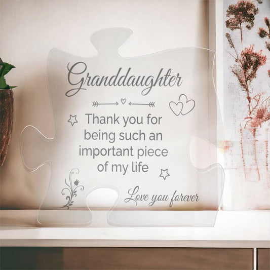 Gift For Granddaughter - Thank You For Being - Puzzle Acrylic Plaque - The Shoppers Outlet
