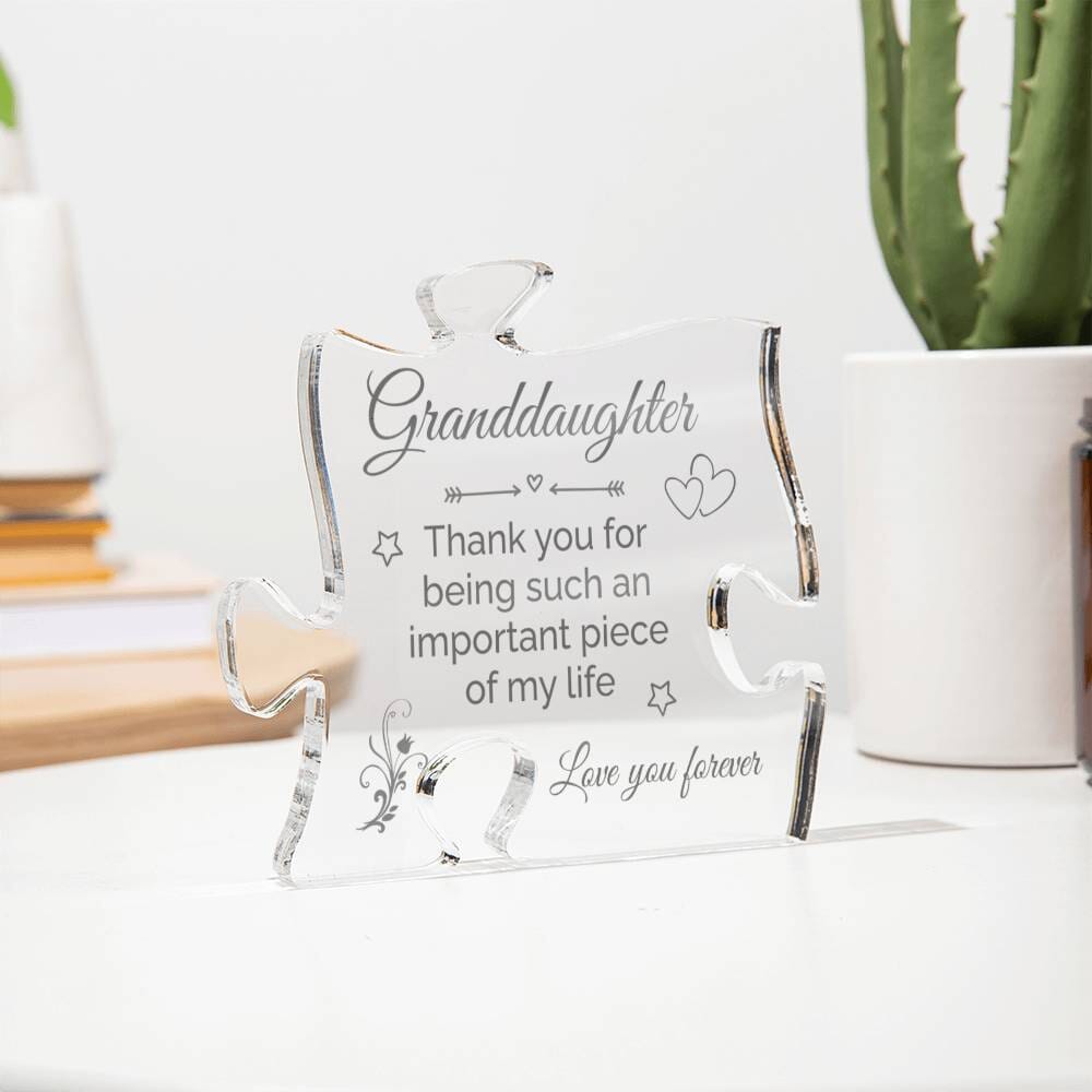 Gift For Granddaughter - Thank You For Being - Puzzle Acrylic Plaque - The Shoppers Outlet