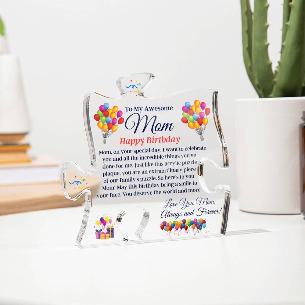Gift For Mom - My Awesome Mom - Happy Birthday - Gift For Mom - Birthday Present - Puzzle Acrylic Plaque - The Shoppers Outlet