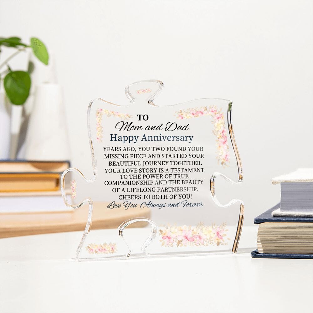 Gift For Mom and Dad - Happy Anniversary - Found Your Missing Piece - Puzzle Acrylic Plaque - The Shoppers Outlet