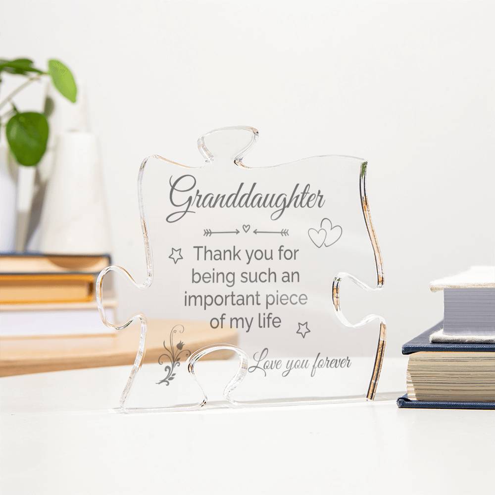 Granddaughter - Thank You - Gift For Granddaughter - Granddaughter Present - Printed Acrylic Puzzle Plaque - The Shoppers Outlet