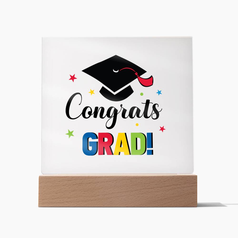 Graduation - Congrats Grad - Happy Congratulations - Square Acrylic Plaque - The Shoppers Outlet