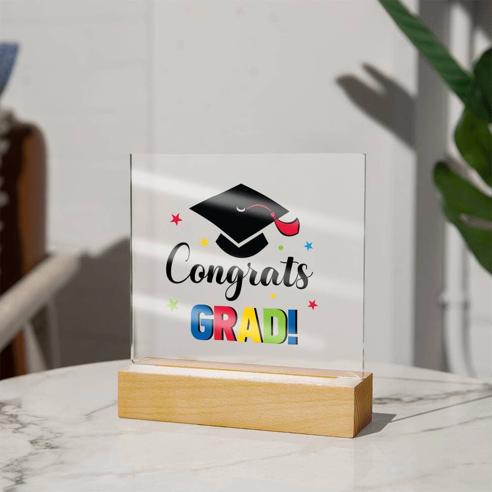 Graduation - Congrats Grad - Happy Congratulations - Square Acrylic Plaque - The Shoppers Outlet