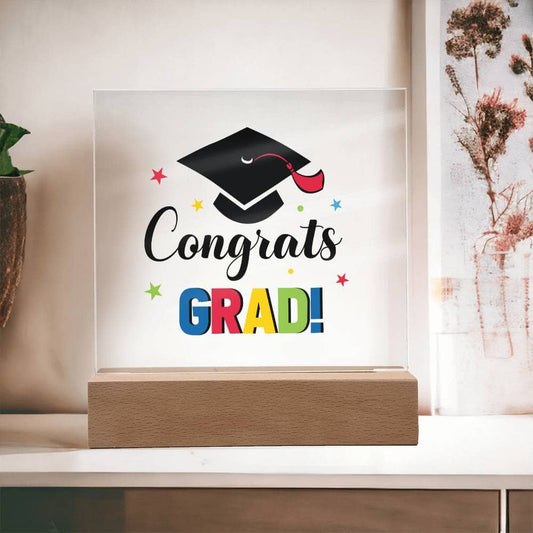 Graduation - Congrats Grad - Happy Congratulations - Square Acrylic Plaque - The Shoppers Outlet