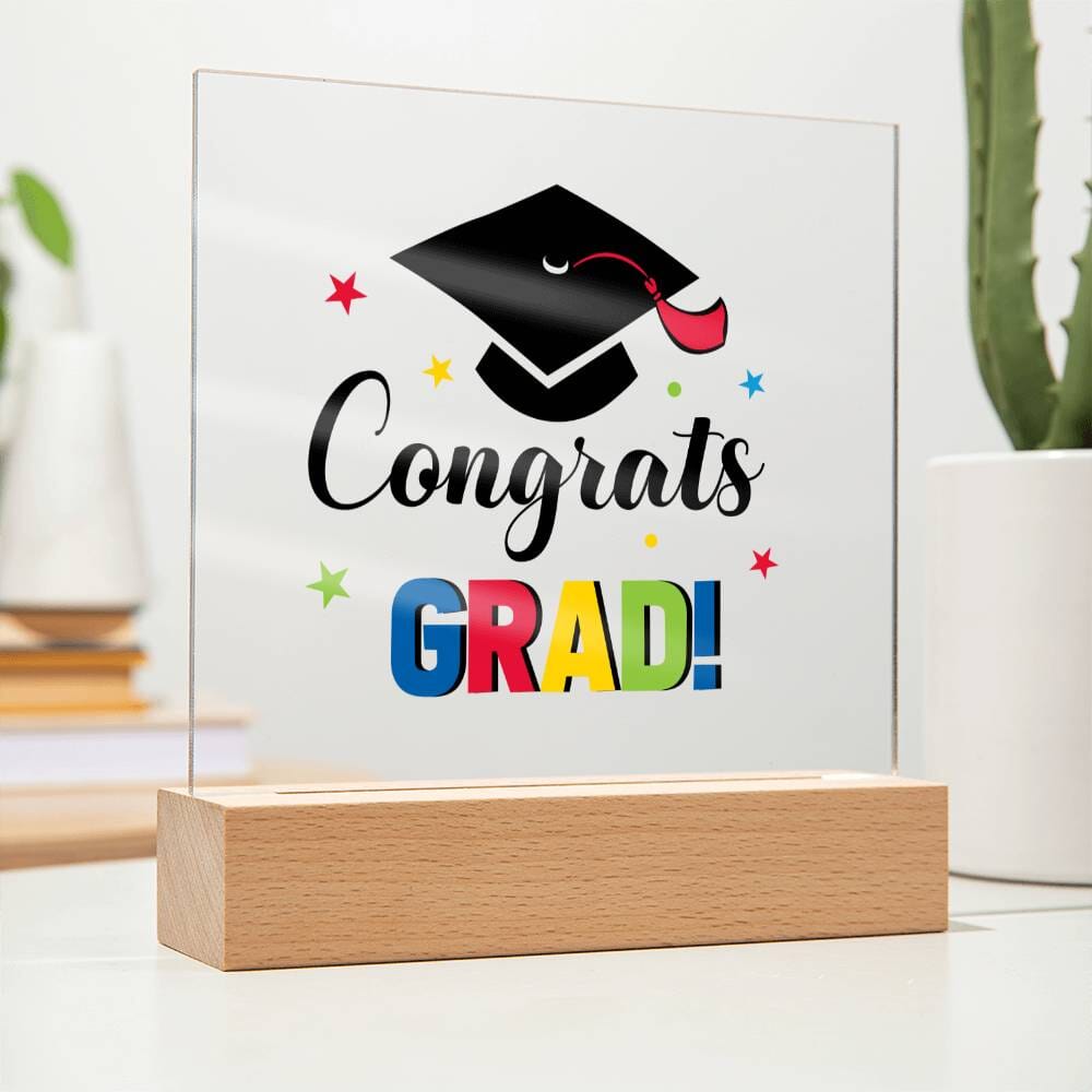 Graduation - Congrats Grad - Happy Congratulations - Square Acrylic Plaque - The Shoppers Outlet