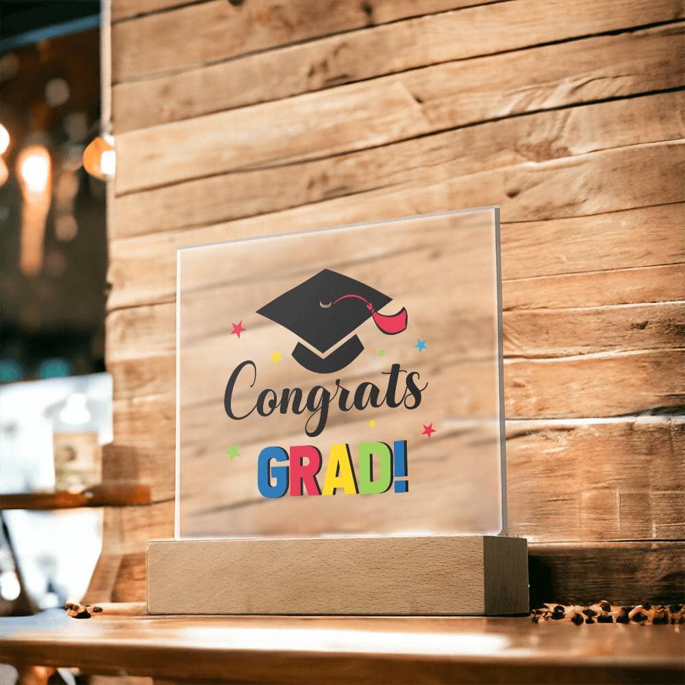 Graduation - Congrats Grad - Happy Congratulations - Square Acrylic Plaque - The Shoppers Outlet