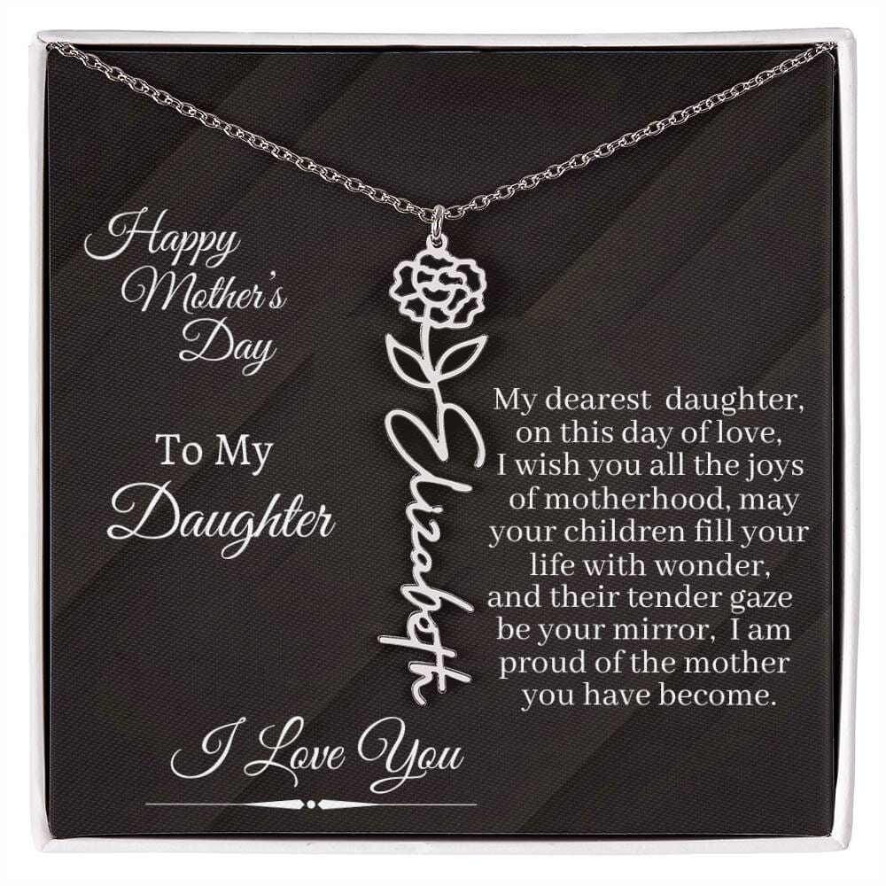 Gift For Daughter - I Love You - Happy Mother's Day - Flower Name Necklaces - The Shoppers Outlet