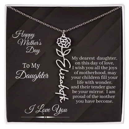 Gift For Daughter - I Love You - Happy Mother's Day - Flower Name Necklaces - The Shoppers Outlet