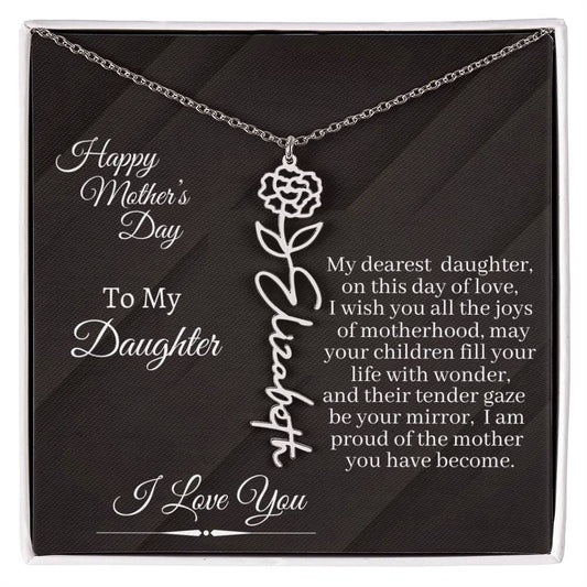 Gift For Daughter - I Love You - Happy Mother's Day - Flower Name Necklaces - The Shoppers Outlet