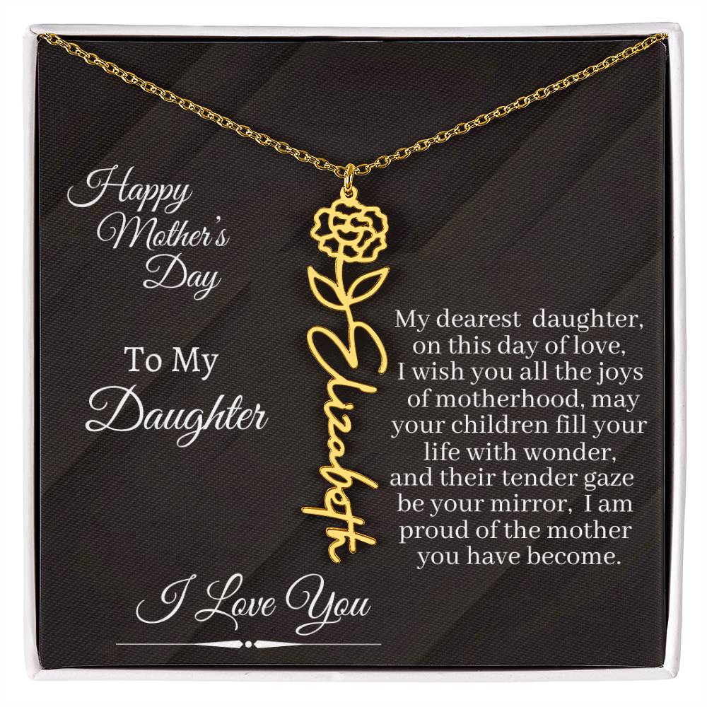 Daughter - I Love You - Happy Mother's Day - Flower Name Necklaces - The Shoppers Outlet