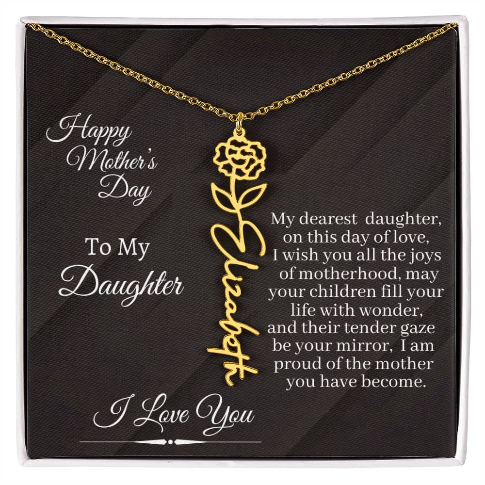 Gift For Daughter - I Love You - Happy Mother's Day - Flower Name Necklaces - The Shoppers Outlet