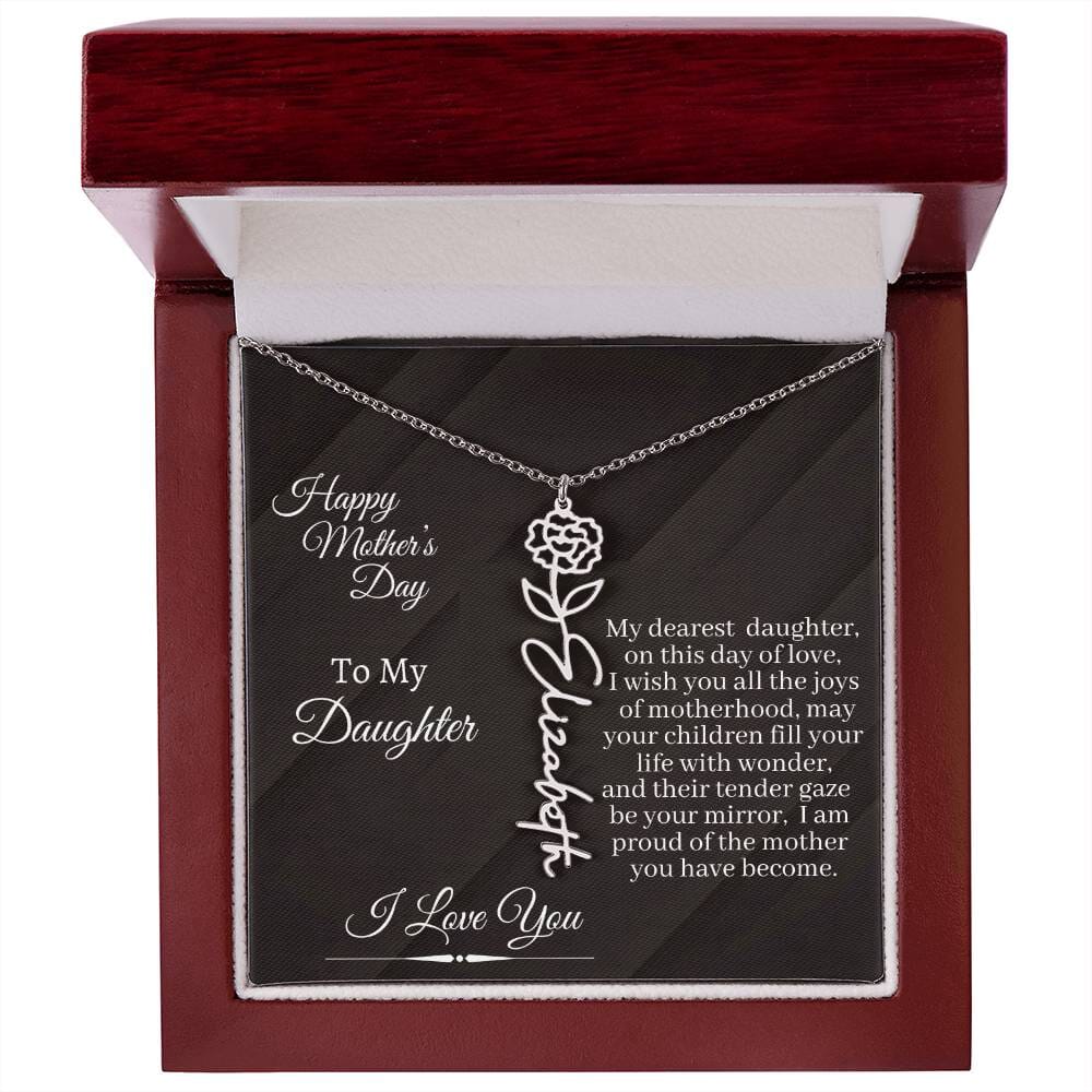 Gift For Daughter - I Love You - Happy Mother's Day - Flower Name Necklaces - The Shoppers Outlet