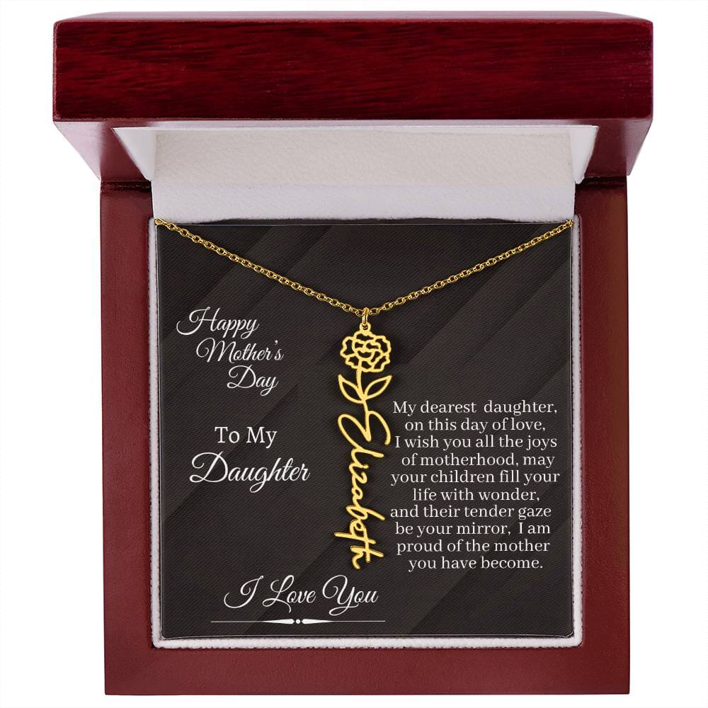 Daughter - I Love You - Happy Mother's Day - Flower Name Necklaces - The Shoppers Outlet
