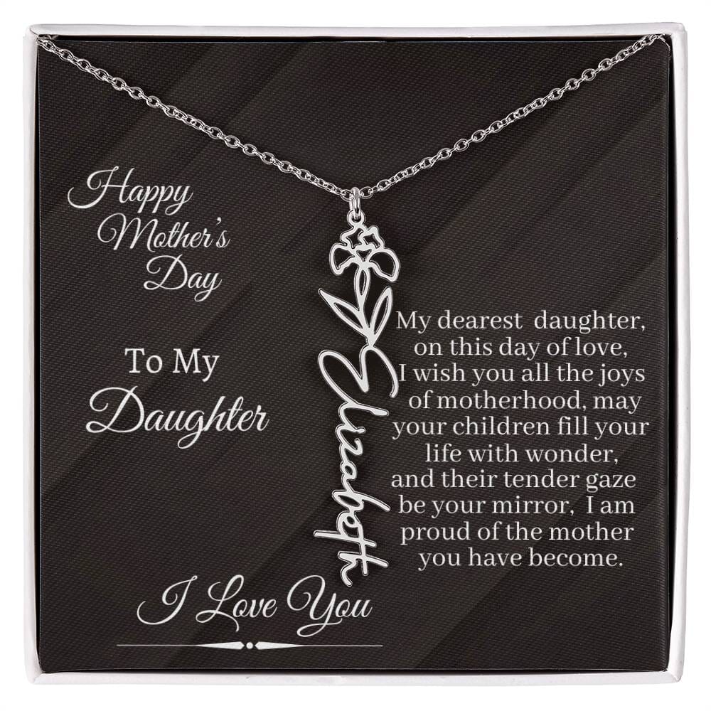 Gift For Daughter - I Love You - Happy Mother's Day - Flower Name Necklaces - The Shoppers Outlet