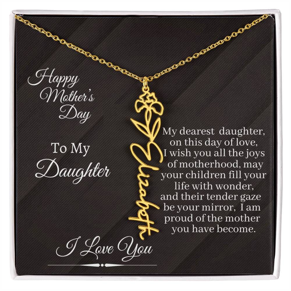 Gift For Daughter - I Love You - Happy Mother's Day - Flower Name Necklaces - The Shoppers Outlet