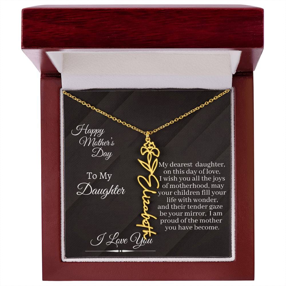 Daughter - I Love You - Happy Mother's Day - Flower Name Necklaces - The Shoppers Outlet