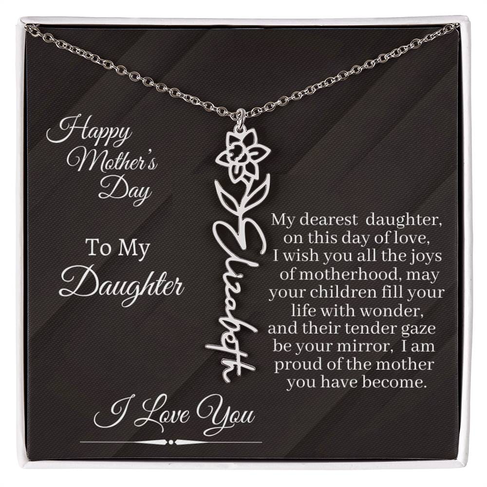Gift For Daughter - I Love You - Happy Mother's Day - Flower Name Necklaces - The Shoppers Outlet