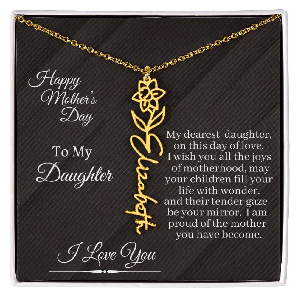 Gift For Daughter - I Love You - Happy Mother's Day - Flower Name Necklaces - The Shoppers Outlet