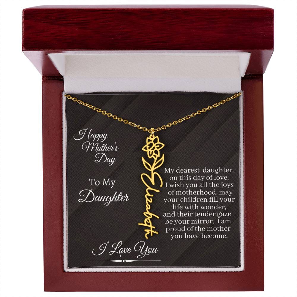 Daughter - I Love You - Happy Mother's Day - Flower Name Necklaces - The Shoppers Outlet