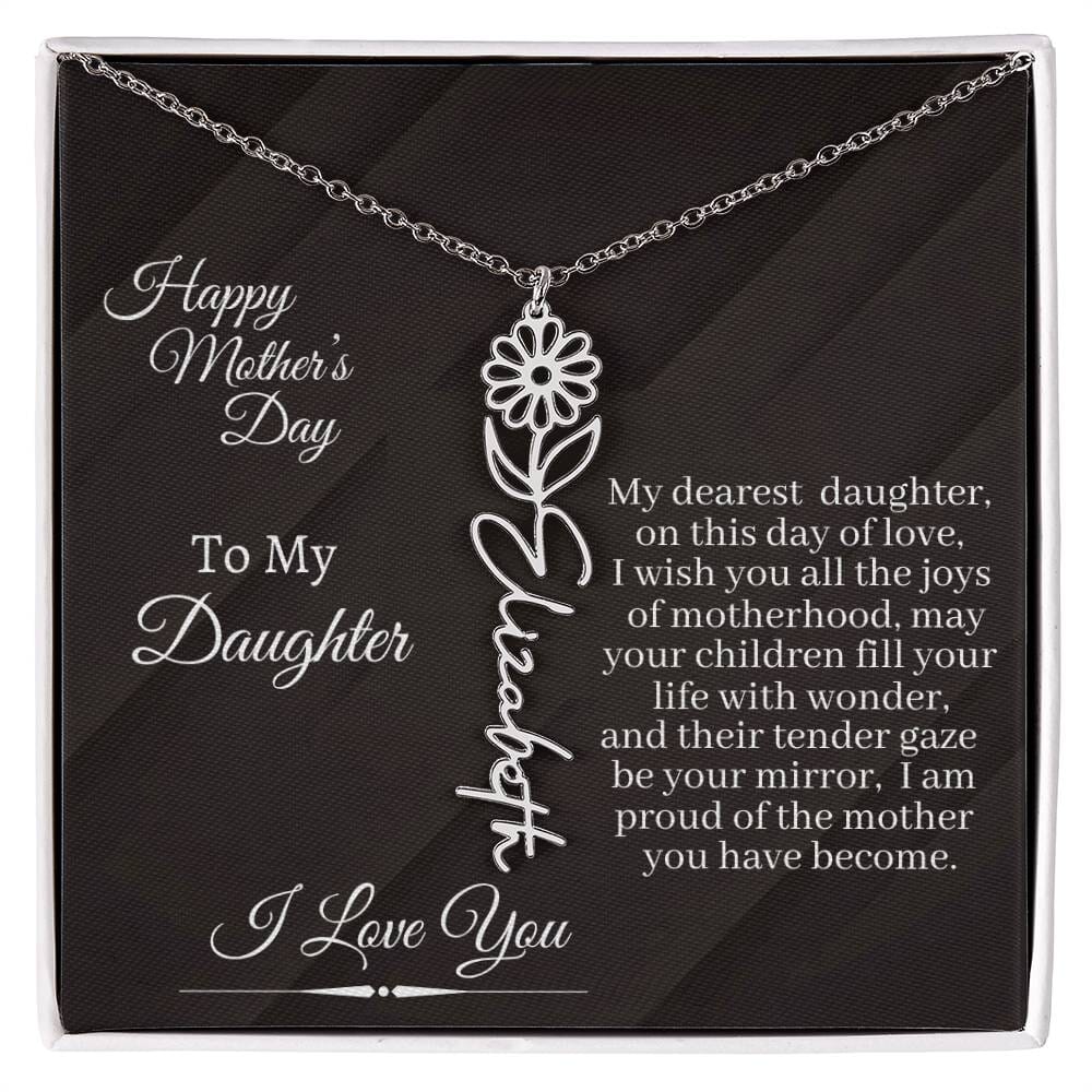 Gift For Daughter - I Love You - Happy Mother's Day - Flower Name Necklaces - The Shoppers Outlet