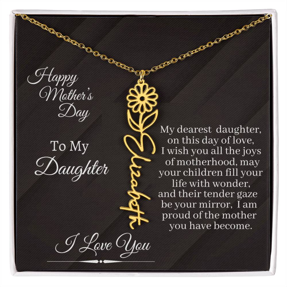 Daughter - I Love You - Happy Mother's Day - Flower Name Necklaces - The Shoppers Outlet
