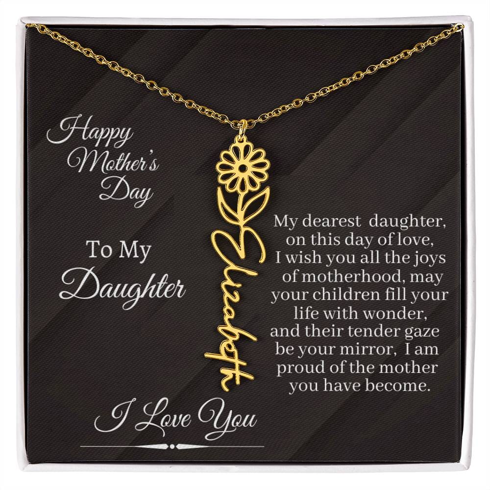 Gift For Daughter - I Love You - Happy Mother's Day - Flower Name Necklaces - The Shoppers Outlet