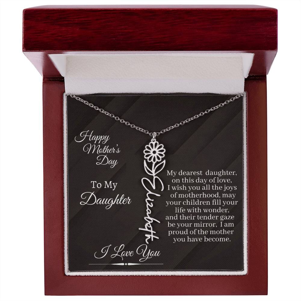 Daughter - I Love You - Happy Mother's Day - Flower Name Necklaces - The Shoppers Outlet