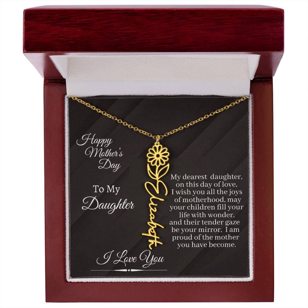 Daughter - I Love You - Happy Mother's Day - Flower Name Necklaces - The Shoppers Outlet
