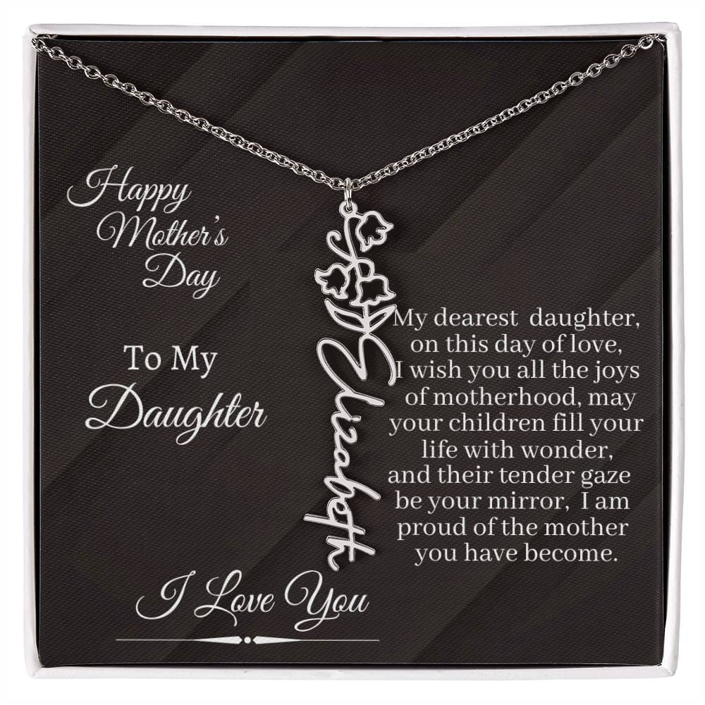 Gift For Daughter - I Love You - Happy Mother's Day - Flower Name Necklaces - The Shoppers Outlet