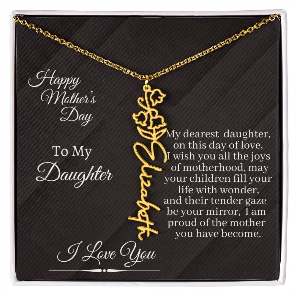 Gift For Daughter - I Love You - Happy Mother's Day - Flower Name Necklaces - The Shoppers Outlet