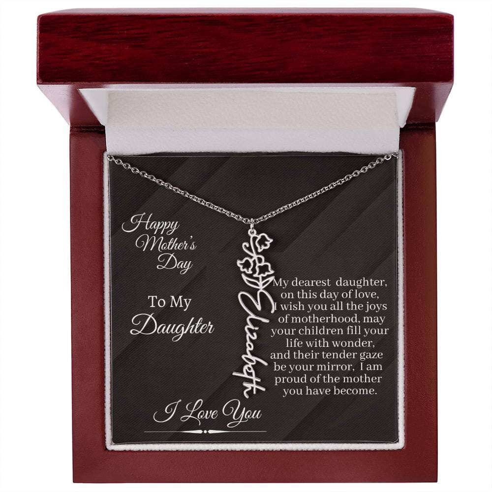 Daughter - I Love You - Happy Mother's Day - Flower Name Necklaces - The Shoppers Outlet