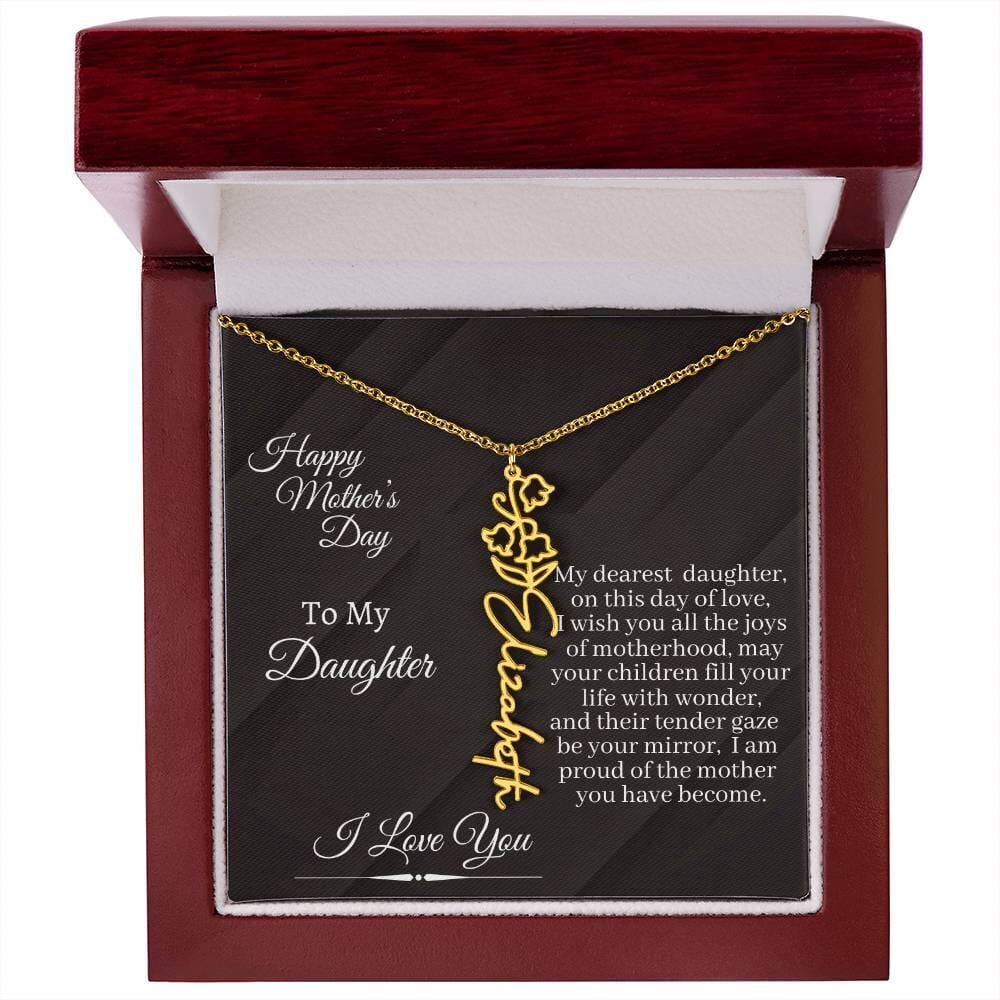 Daughter - I Love You - Happy Mother's Day - Flower Name Necklaces - The Shoppers Outlet