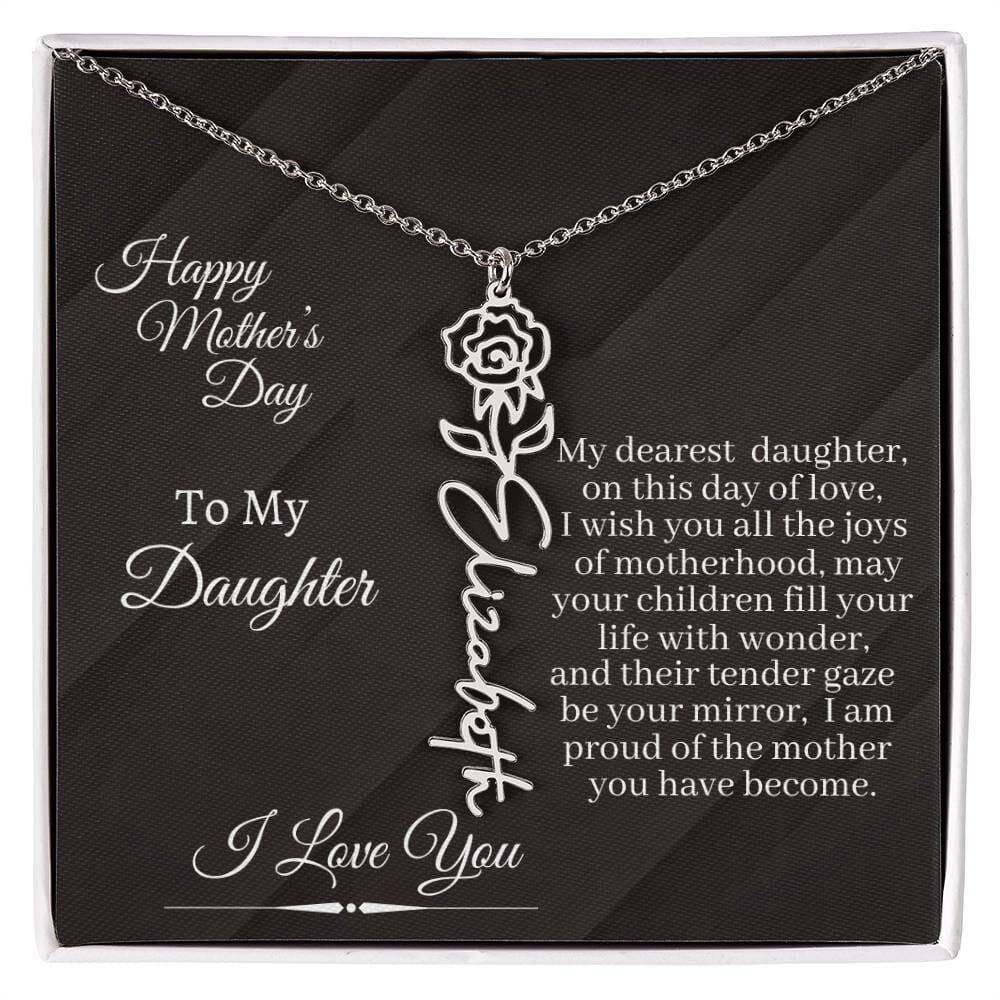 Gift For Daughter - I Love You - Happy Mother's Day - Flower Name Necklaces - The Shoppers Outlet