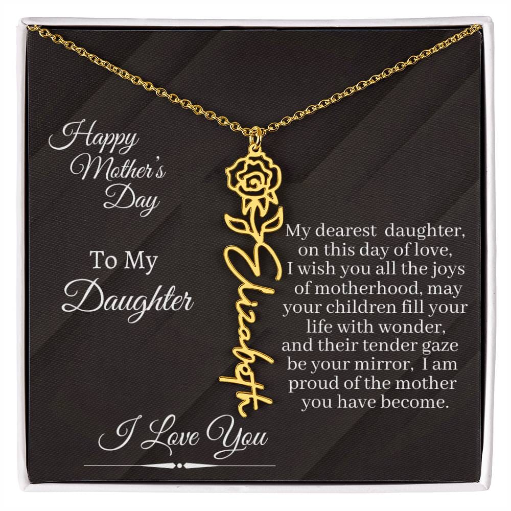 Gift For Daughter - I Love You - Happy Mother's Day - Flower Name Necklaces - The Shoppers Outlet