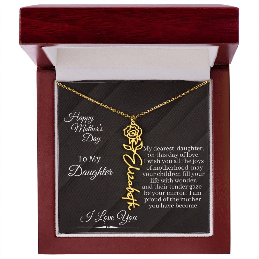 Daughter - I Love You - Happy Mother's Day - Flower Name Necklaces - The Shoppers Outlet