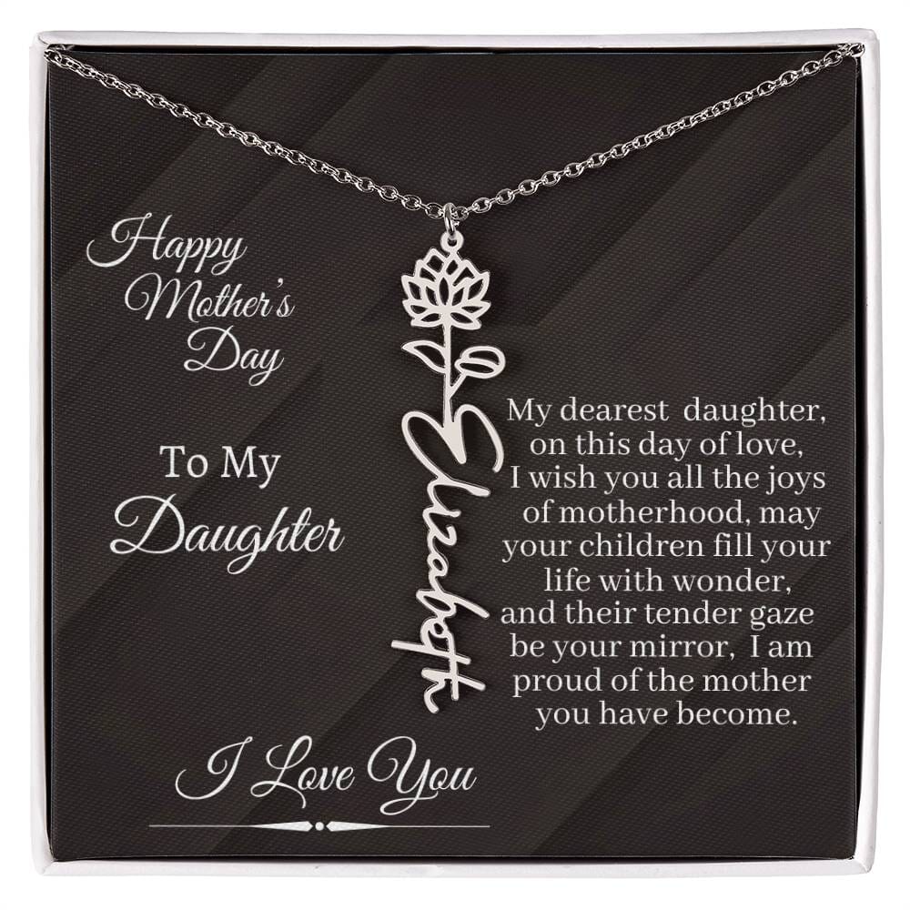Gift For Daughter - I Love You - Happy Mother's Day - Flower Name Necklaces - The Shoppers Outlet